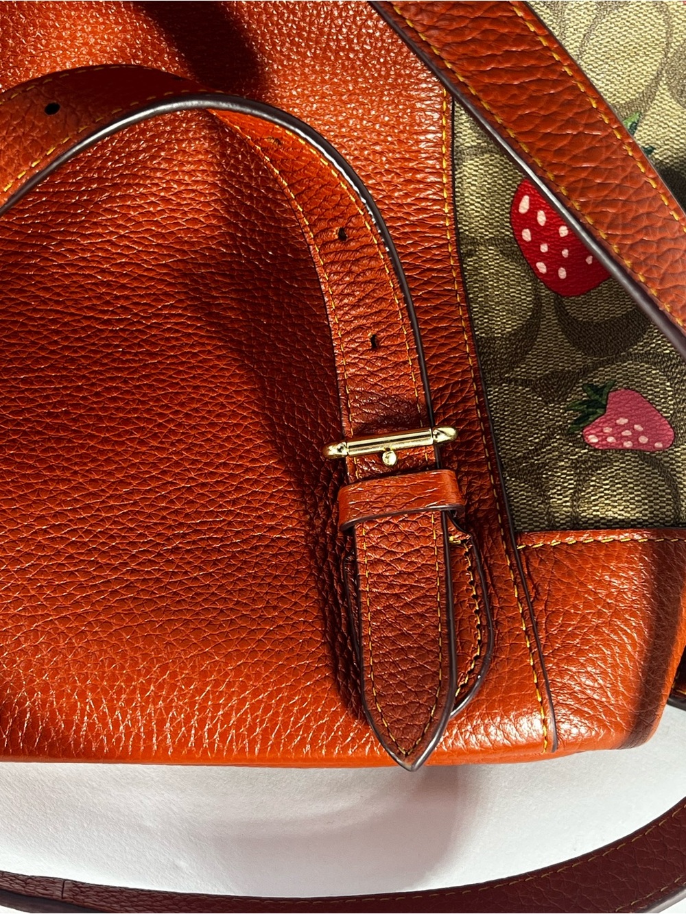 Coach Strawberry Print Signature Backpack with Wallet & Card Case - Red/Tan - Picture 10 of 16